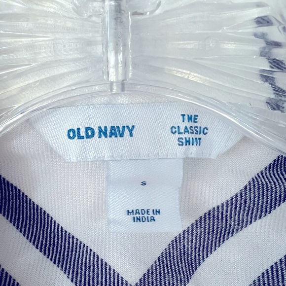 Old Navy Relaxed Classic Soft Brushed Twill long Sleeve top Shirt. White/navy S - Picture 9 of 10